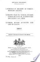 Schools in receipt of parliamentary grants, grants paid to school boards under section 97, Elementary Education Act, 1870, school board accounts and list of loans