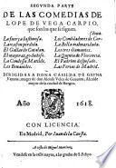 Segunda parte de las Comedias de Lope de Vega Carpio, que son las que se siguen: La fuerça lastimosa ; La ocasion perdida ; El gallardo Catalan (etc.)