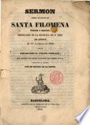 Sermón sobre el culto de Santa Filomena Virgen y Martir, predicado en la Basilica de S. Siro de Génova el 17 de febrero de 1835 por el Presbitero D. Felipe Storage, traducido al español por un devoto de la Santa