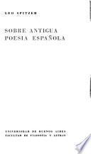 Sobre antigua poesía española