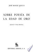 Sobre poesía de la Edad de Oro