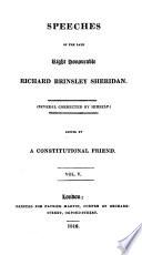 Speeches of the Late Right Honourable Richard Brinsley Sheridan
