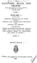 Statutory Rules and Orders Other Than Those of a Local, Personal Or Temporary Character