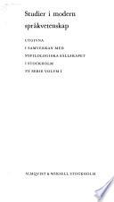 Stockholm studies in modern philology