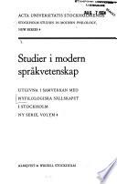 Stockholm studies in modern philology
