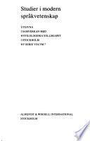 Stockholm studies in modern philology