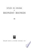 Studi in onore di Biondo Biondi