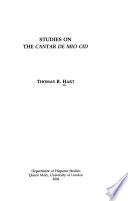 Studies on the Cantar de Mio Cid
