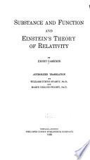Substance and Function, and Einstein's Theory of Relativity