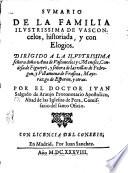 Sumario de la familia ilustrissima de Vasconcelos, historiada, y con elogios