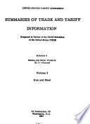 Summaries of Trade and Tariff Information; Prepared in Terms of the Tariff Schedules of the United States (TSUS).