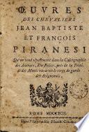 Œuvres des chevaliers Jean Baptiste et François Piranesi, qu'on vend séparément dans la Calcographie des auteurs, Rüe Felice, etc