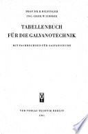 Tabellenbuch für die Galvanotechnik