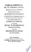 Tablas poeticas, anadese en esta 2. impresion Epistola Q. Horatii Flacci de arte poetica in methodum redacta (etc.)