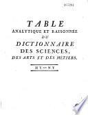 Table analytique et raisonnée des matieres contenues dans les XXXIX volumes in-quarto du Dictionnaire des sciences, des arts et des métiers