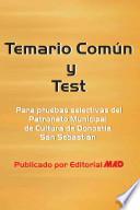 Temario Y Test Para Prueba Selectivas Del Patronato Municipal de Cultura de Donosti-san Sebastian. E-book
