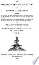 The Bibliographer's Manual of English Literature