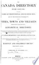 The Canada Directory for 1857-58