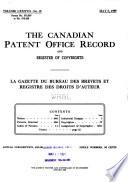 The Canadian Patent Office Record and Register of Copyrights