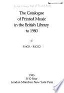 The Catalogue of Printed Music in the British Library to 1980