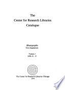 The Center for Research Libraries Catalogue: Monographs