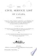 The Civil Service List of Canada ...