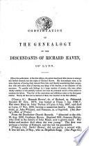 The Genealogy of the Descendants of Richard Haven, of Lynn (Massachusetts), Being a Republication of the First Edition ... with Additional Pages, Etc