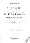 The Gospel According to S. Matthew