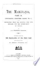 The Mahávaṇsa, Part II.