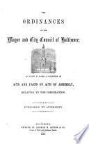 The Ordinances of the Mayor and City Council of Baltimore
