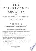 The Performance Register of the American Guernsey Cattle Club
