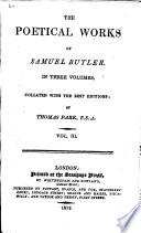 The Poetical Works of Samuel Butler ... Collated with the Best Editions: by Thomas Park