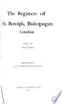 The Registers of St. Botolph, Bishopsgate, London