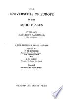 The Universities of Europe in the Middle Ages: Salerno, Bologna, Paris