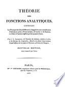 Theorie des fonctions analytiques. Nouvelle edition revue et augmentee par l'auteur