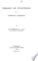 Theory of Functions of a Complex Variable