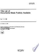 Title List of Documents Made Publicly Available