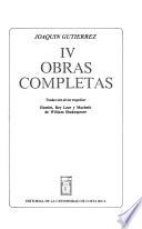 Traducción de las tragedias, Hamlet, Rey Lear y Macbeth de William Shakespeare