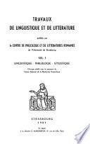 Travaux de linguistique et de littérature