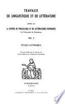 Travaux de linguistique et de littérature