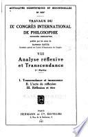 Travaux du IXe Congrès international de philosophie