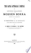 Tres cartas autógrafas é inéditas de Antonio Tallander