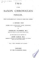 Two of the Saxon chronicles parallel