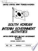 U.S. Army Forces in Korea, South Korean Interim Government Activities, U.S. Army Military Government in Korea