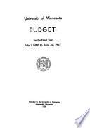 University of Minnesota Budget for the Fiscal Year