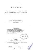 Verses on various occasions [signed J.H.N.]. By J.H. Newman