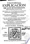 Vniuersal explicacion de los misterios de N. Santa Fe. Donde se tratan discursos graues de todas las materias predicables, prouechos para todos los estados. Con tablas muy copiosas, ... Por el doctor Pedro Iuan Berenguer y Morales, de la ciudad de Alicante, ... Tomo primero \-tercero!