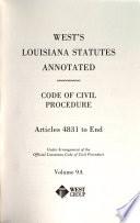 West's Louisiana Statutes Annotated: Code of Civil Procedure