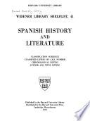 Widener Library Shelflist: Spanish history and literature