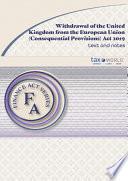 Withdrawal of the United Kingdom from the European Union (Consequential Provisions) Act 2019